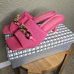 NIB! Ladies Sz. 7 NEWBELLA Pink Sandal Kitten Heels